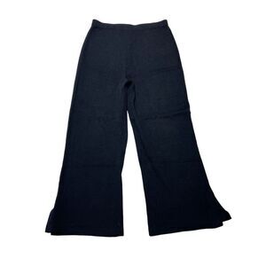 St. John Evening Womens Knit Pull On High Waisted Wide Leg Pants Black Size 10